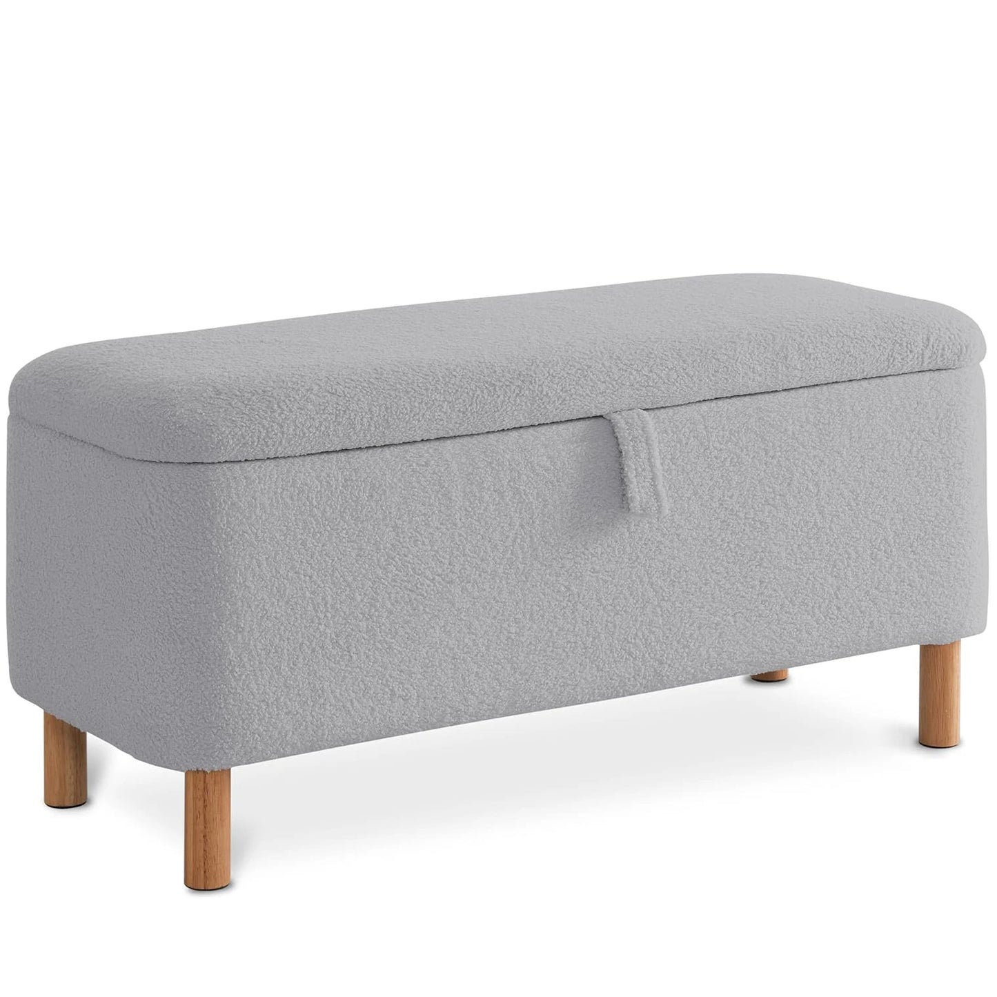39.5" Boucle Storage Ottoman Bench