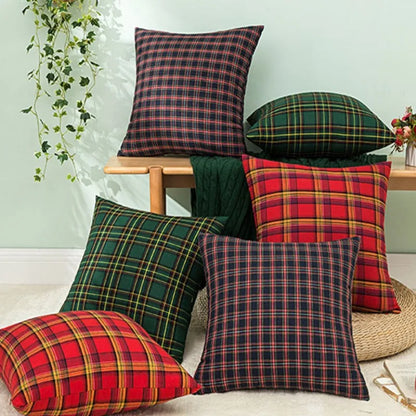 2pcs  Christmas Plaid Cushion Covers