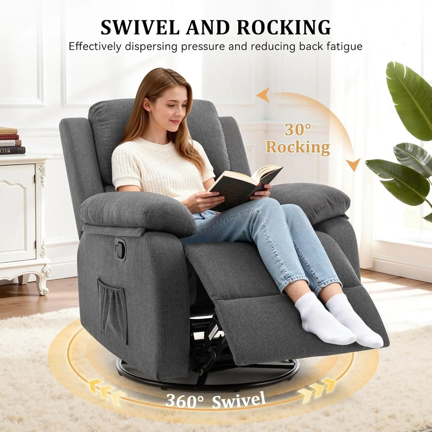Small Rocking Recliner Chair for Small Spaces, Upholstered, Customized