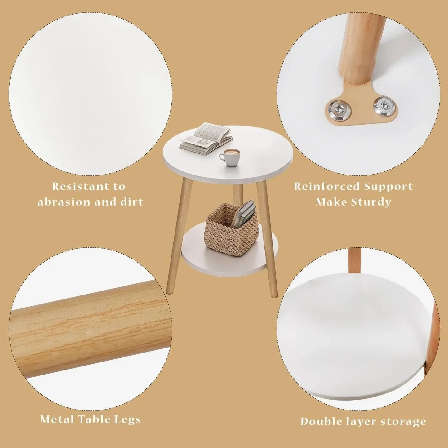 Double Layered Circular Dining Table, Small Side Table Round Wood Table,