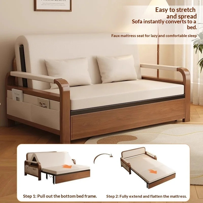 Light Luxury Foldable Sofa Bed ,Single Double Retractable Pull Out Multifunctional