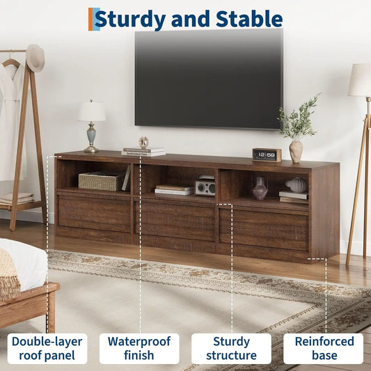 Modern TV Stand with Storage for TVs Up to 85",70 inch Media Console with Drawer & Open Shelves Mid Century Entertainment Center
