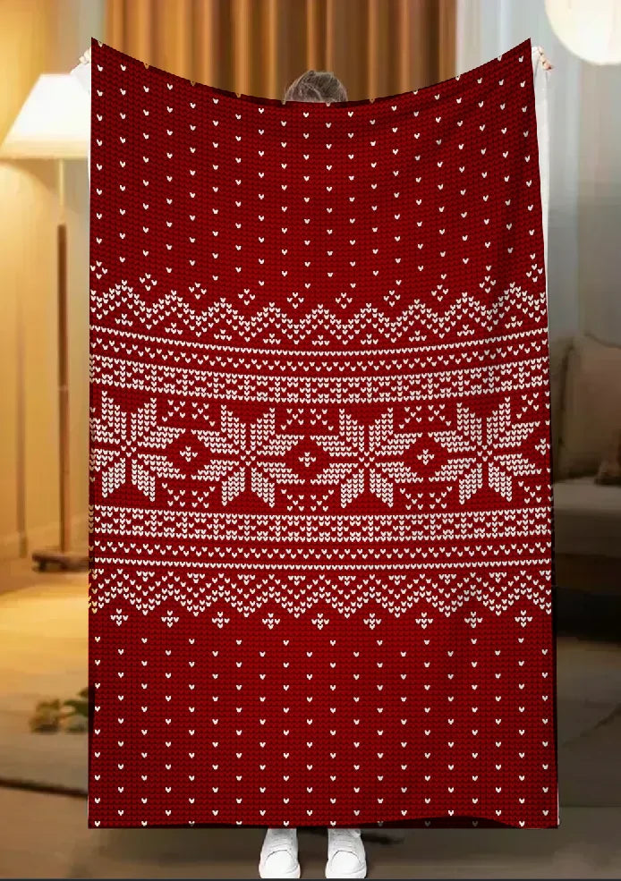 Touchat Red Sherpa Christmas Throw Blanket Fuzzy Fluffy Soft Cozy Flannel Blanket for Couch Bed Sofa Office Decoration New Year