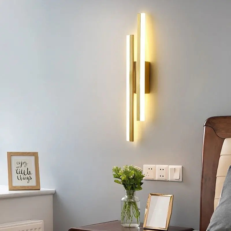 LED Wall Sconces Copper Line Pipe Acrylic Lampshade Indoor Lighting for Corridor Light Fixture