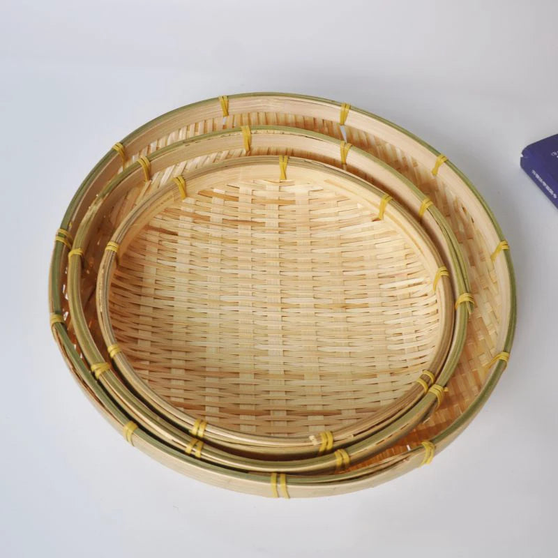 Bamboo Basket Woven Kitchen Storage Tray