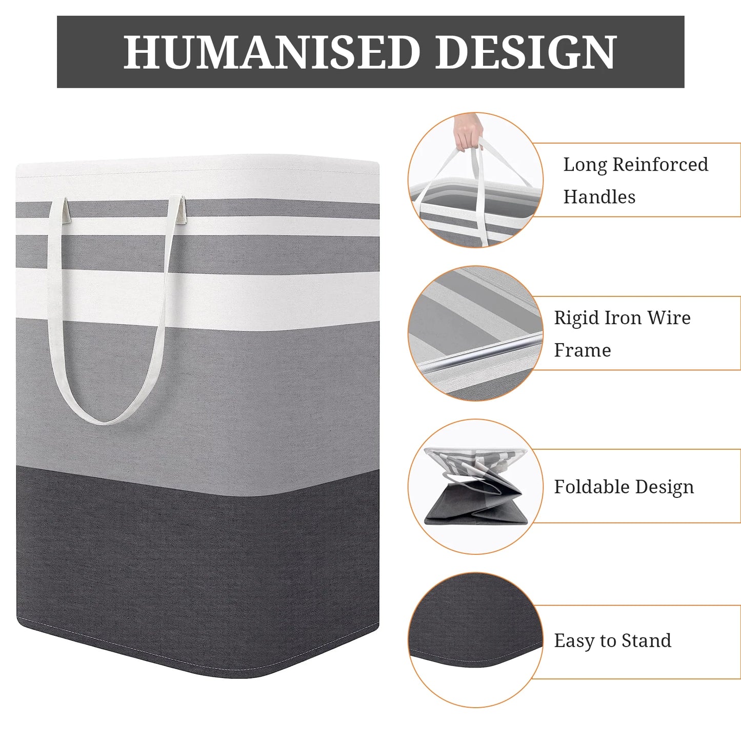 2-Piece Large Laundry Basket Set with Extended Handles