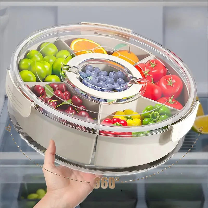 Multi Compartment Clear Divided Rotating Serving Tray