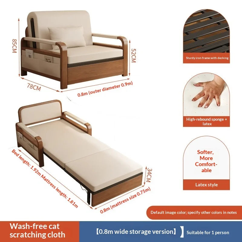Light Luxury Foldable Sofa Bed ,Single Double Retractable Pull Out Multifunctional
