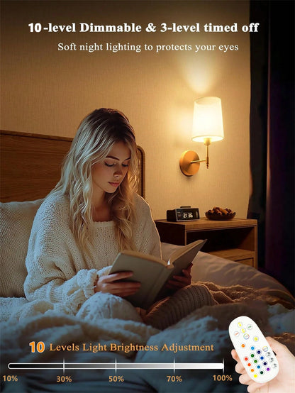 Wireless Rechargeable Battery-Powered Wall Light with 4000 Mah, Dimmable, Detachable Bulb and Remote Control, 1