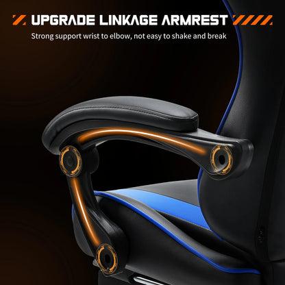 Ergonomic Office and Gaming Chair Adjustable Swivel PU Leather with Headrest and Lumbar Support
