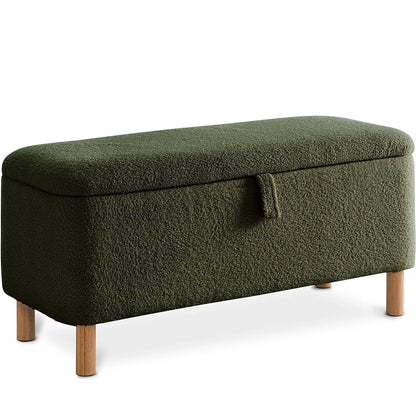 39.5" Boucle Storage Ottoman Bench