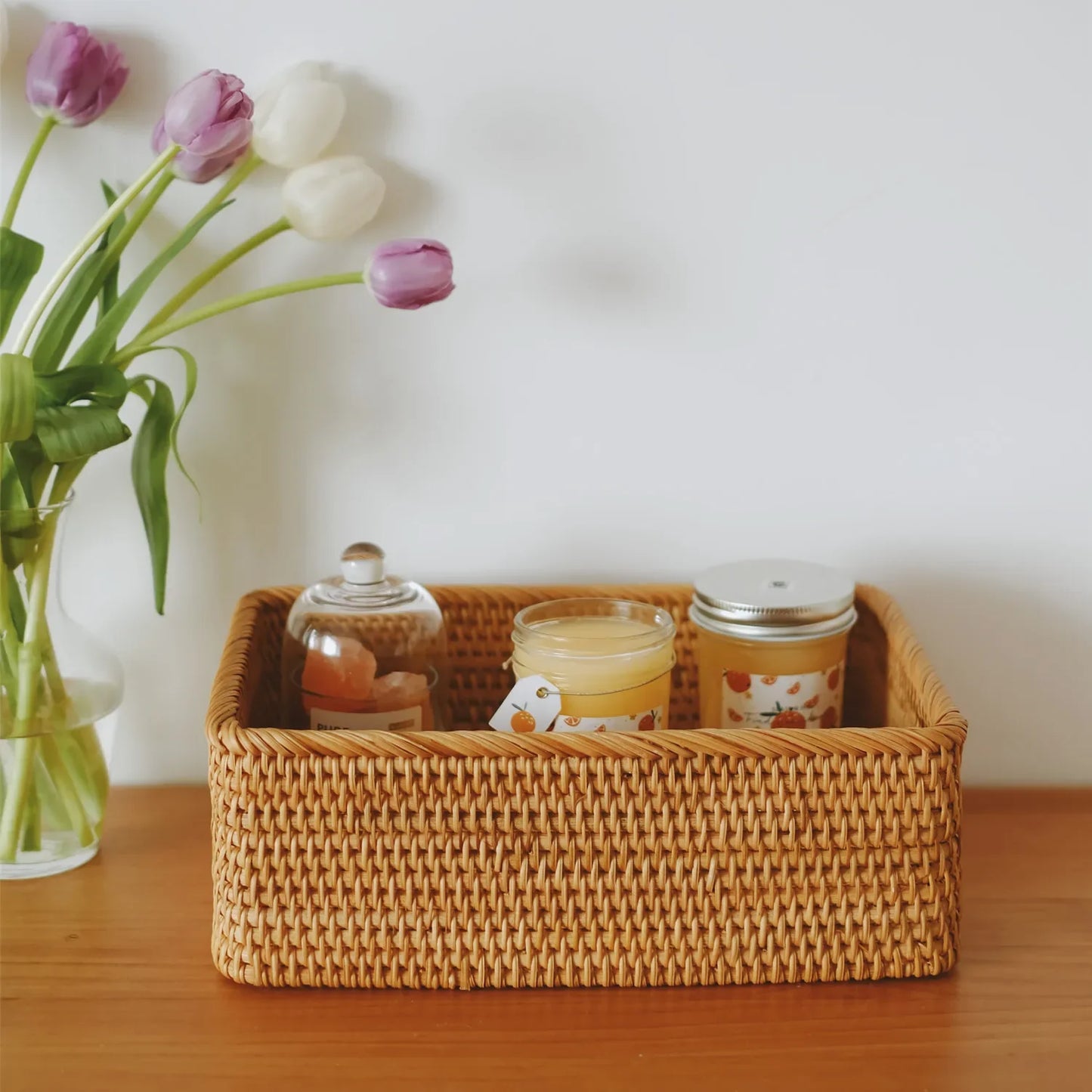 Rectangular Rattan Storage Baskets