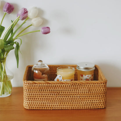 Rectangular Rattan Storage Baskets