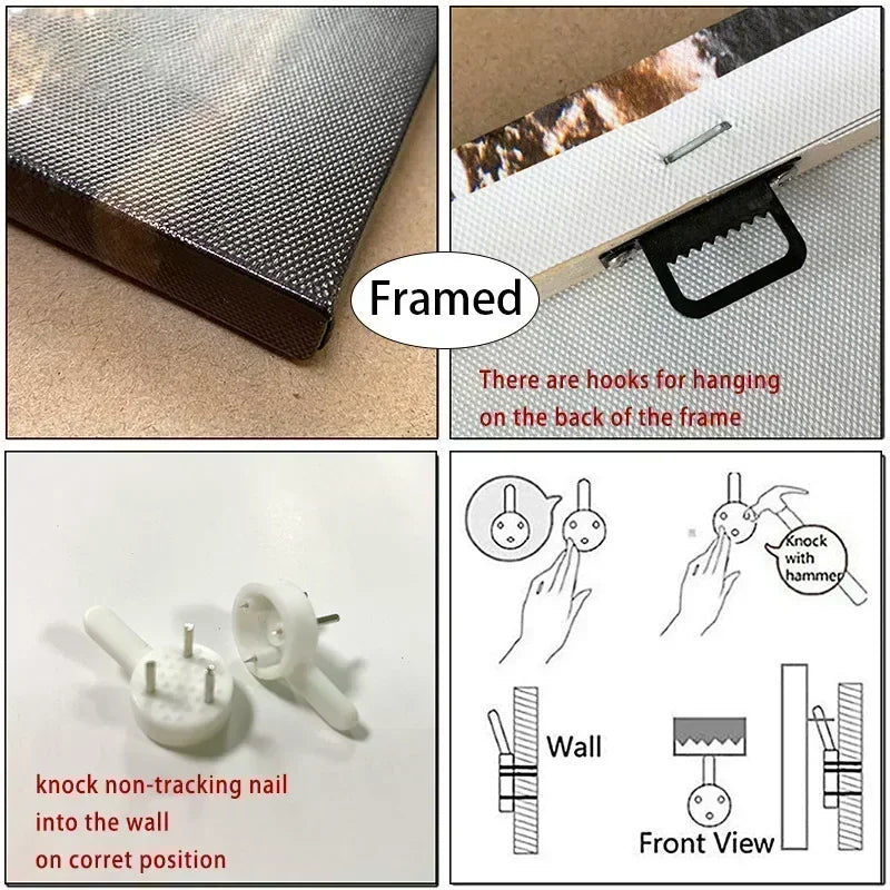 Framed Abstract Beige Bohemian Canvas Painting