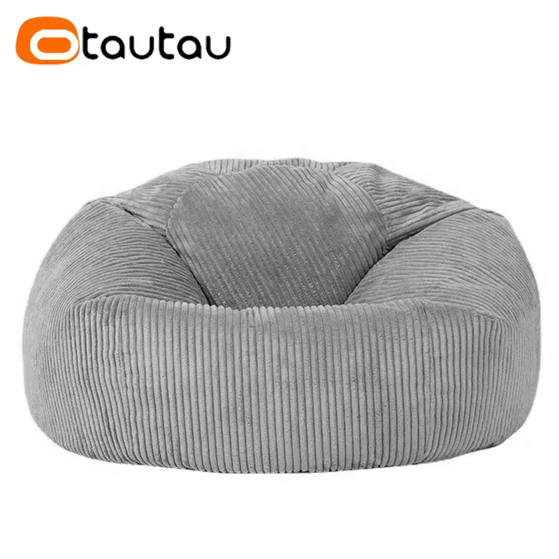 OTAUTAU Corduroy Bean Bag Pouf Cover Without Filler Lazy Floor Beanbag Chair Sac Puff Ottoman Lounger Frameless Furniture DD025