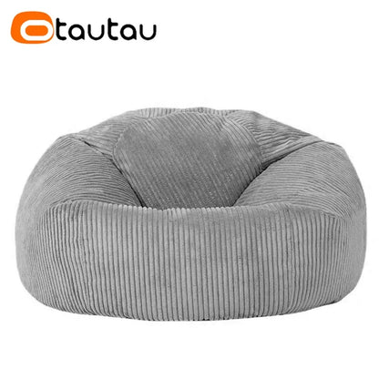 OTAUTAU Corduroy Bean Bag Pouf Cover Without Filler Lazy Floor Beanbag Chair Sac Puff Ottoman Lounger Frameless Furniture DD025