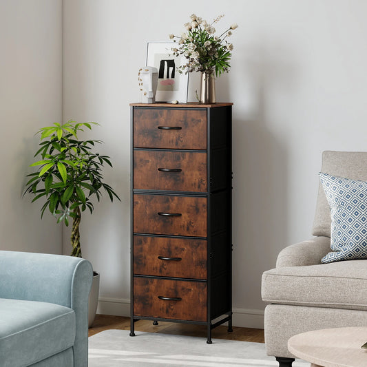 48IN Dresser For Bedroom With 5 Fabric Drawers Ne Steel Frame