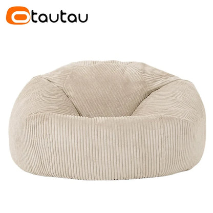 OTAUTAU Corduroy Bean Bag Pouf Cover Without Filler Lazy Floor Beanbag Chair Sac Puff Ottoman Lounger Frameless Furniture DD025