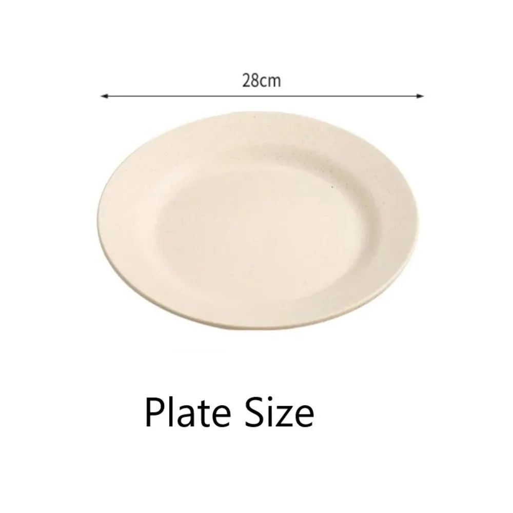 1/10Pcs Round Plastic Dish Lightweight Wheat Straw Plates