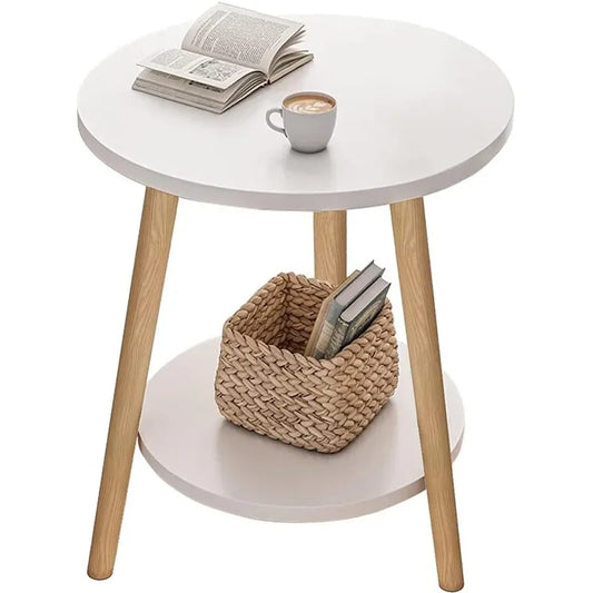 Double Layered Circular Dining Table, Small Side Table Round Wood Table,