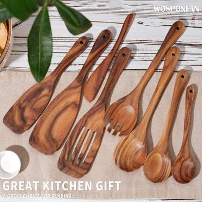 9 PCS Wooden Kitchen Utensils Set