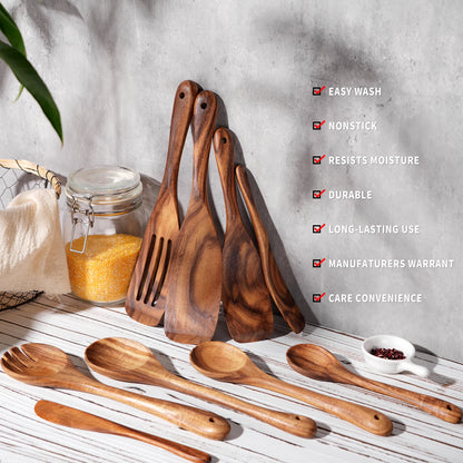 9 PCS Wooden Kitchen Utensils Set