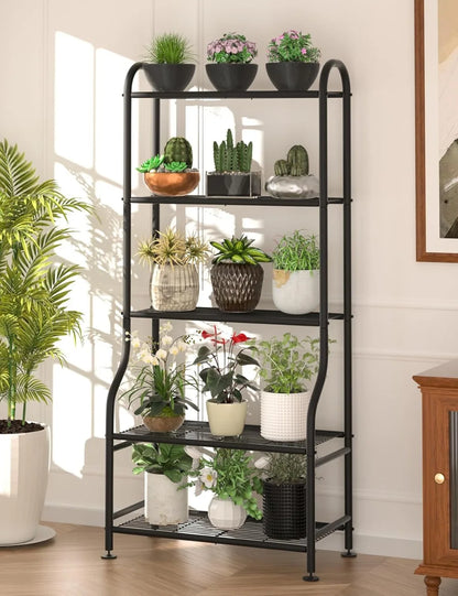 5-Tier Black Metal Plant Stand