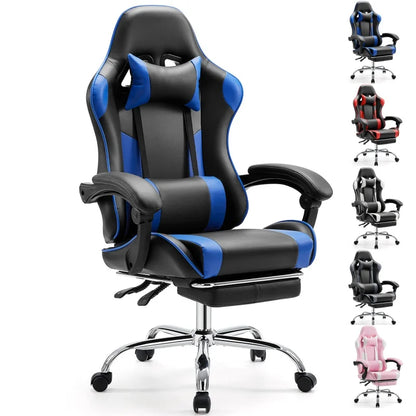 Ergonomic Office and Gaming Chair Adjustable Swivel PU Leather with Headrest and Lumbar Support