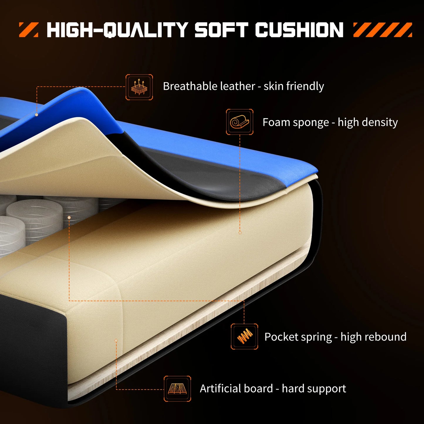 Ergonomic Office and Gaming Chair Adjustable Swivel PU Leather with Headrest and Lumbar Support