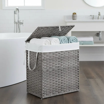 Woven Rattan Laundry Hamper with Lid