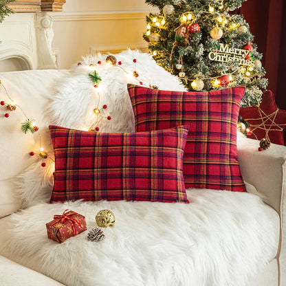 2pcs  Christmas Plaid Cushion Covers