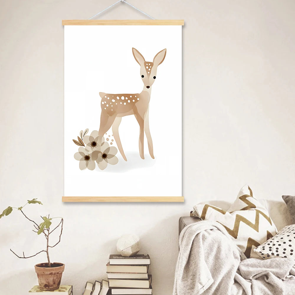 Boho Animals Wall Art Canvas Painting Kids  Decor