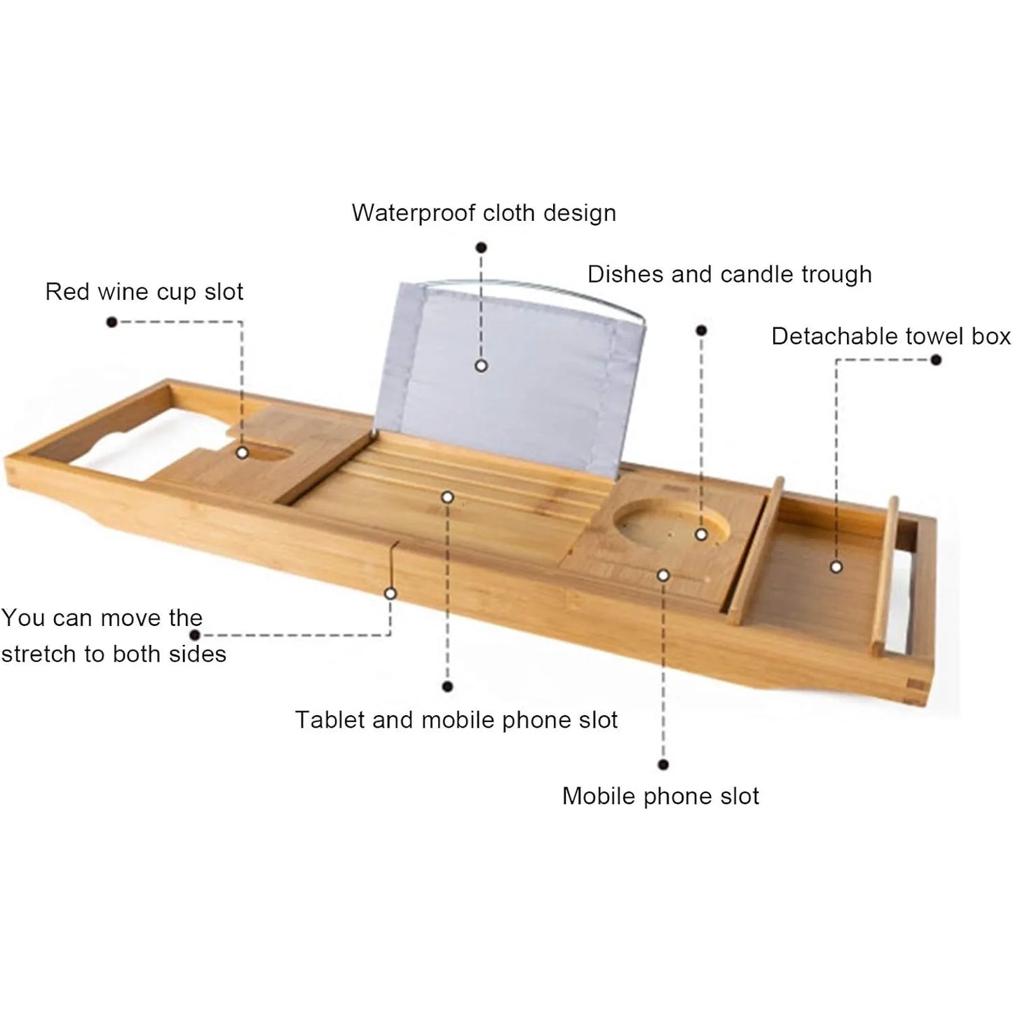 Bamboo  Bathtub  Expandable Holder Rack