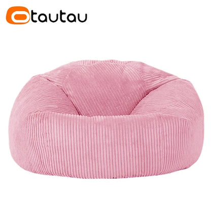 OTAUTAU Corduroy Bean Bag Pouf Cover Without Filler Lazy Floor Beanbag Chair Sac Puff Ottoman Lounger Frameless Furniture DD025
