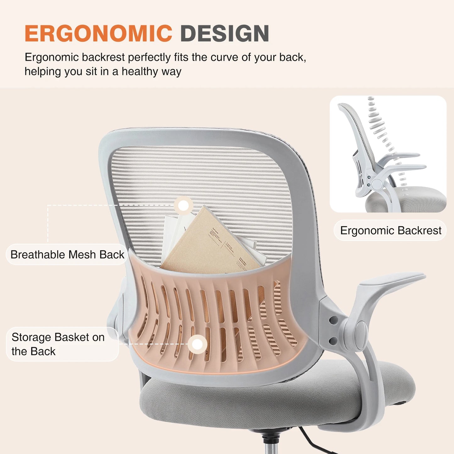 Ergonomic Mesh Backrest Office Desk Chair Adjustable Height Computer  Chairs With Wheels For Home