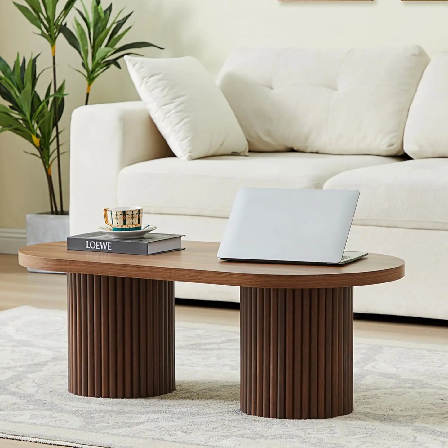 47" Farmhouse Wood Coffee Table Mid Century Modern