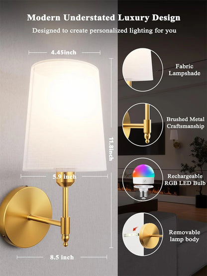 Wireless Rechargeable Battery-Powered Wall Light with 4000 Mah, Dimmable, Detachable Bulb and Remote Control, 1