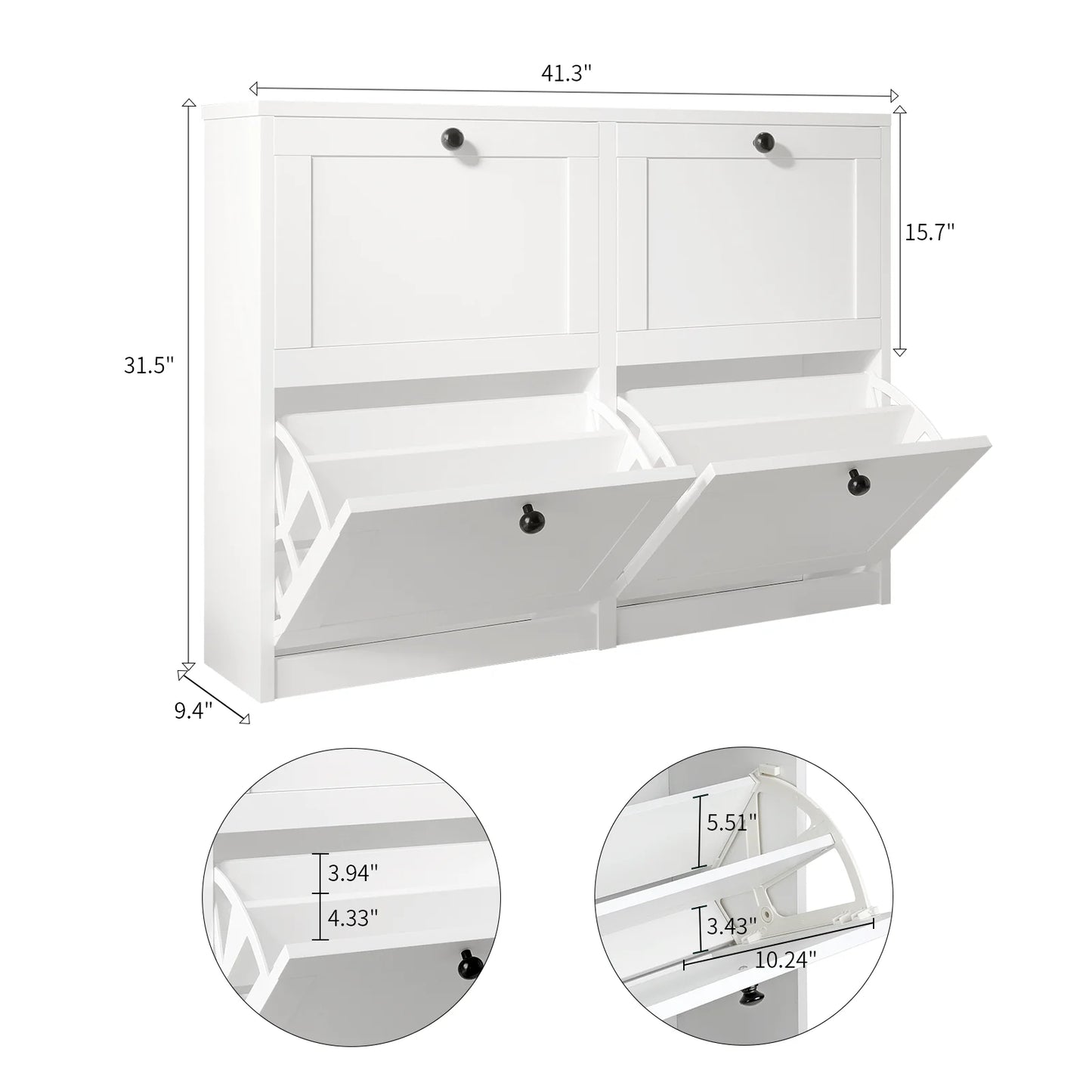 Freestanding Shoe Storage Cabinet with Adjustable Shelf & Anti-Tipping Device