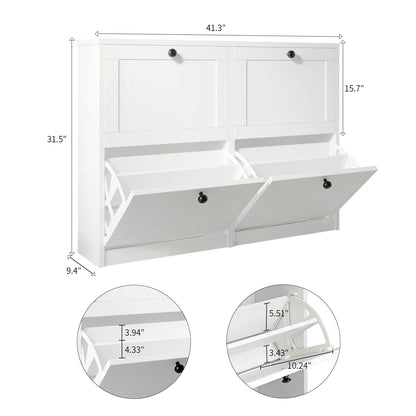 Freestanding Shoe Storage Cabinet with Adjustable Shelf & Anti-Tipping Device