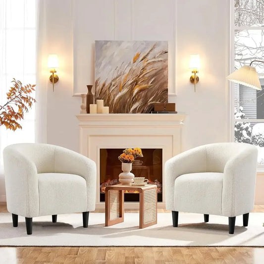Elegant Upholstered Accent Chairs with Soft Padded Armrests,