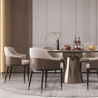Aesthetic Ergonomic  Luxury Leather Designer Dining Chair