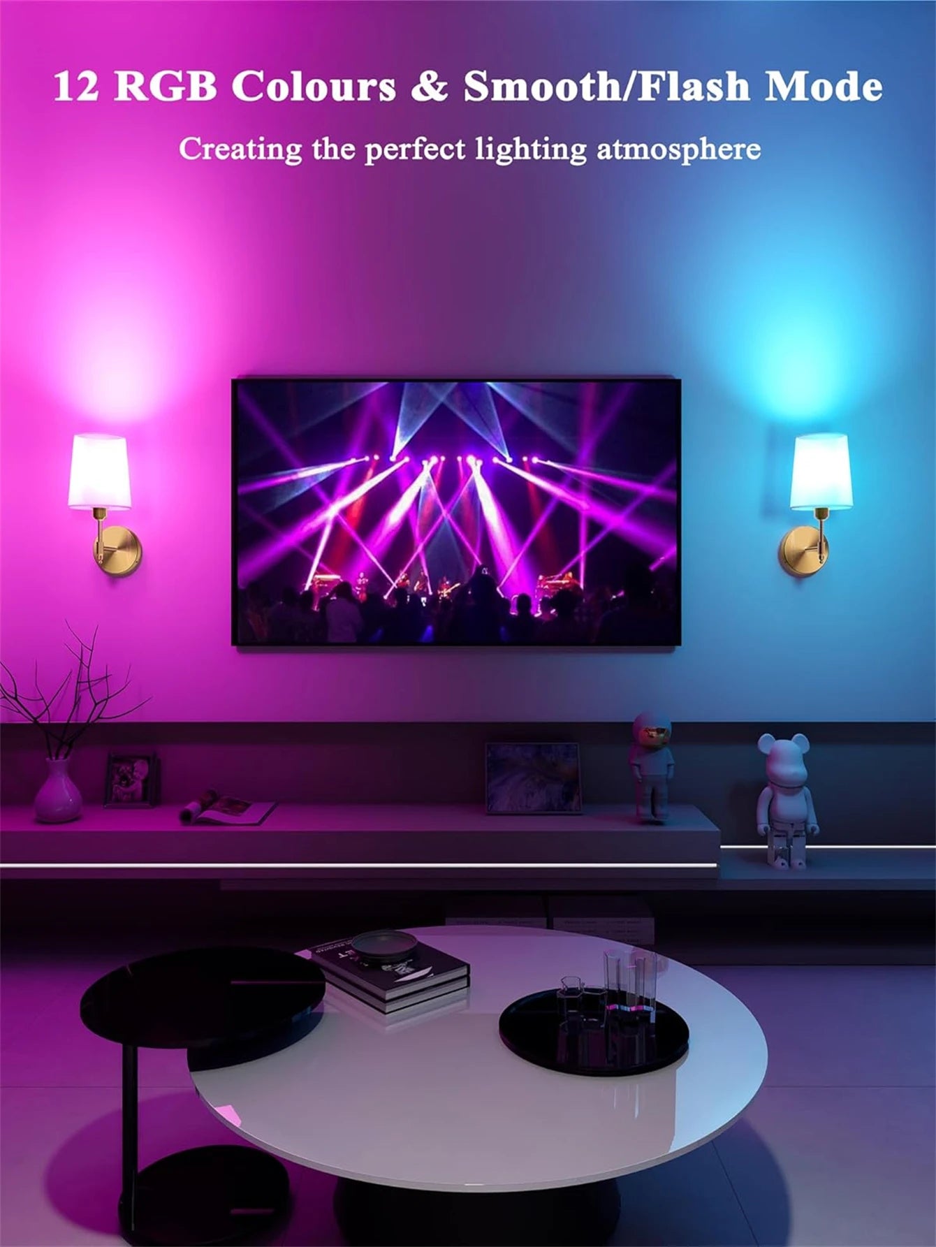 Wireless Rechargeable Battery-Powered Wall Light with 4000 Mah, Dimmable, Detachable Bulb and Remote Control, 1