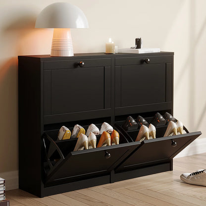 Freestanding Shoe Storage Cabinet with Adjustable Shelf & Anti-Tipping Device