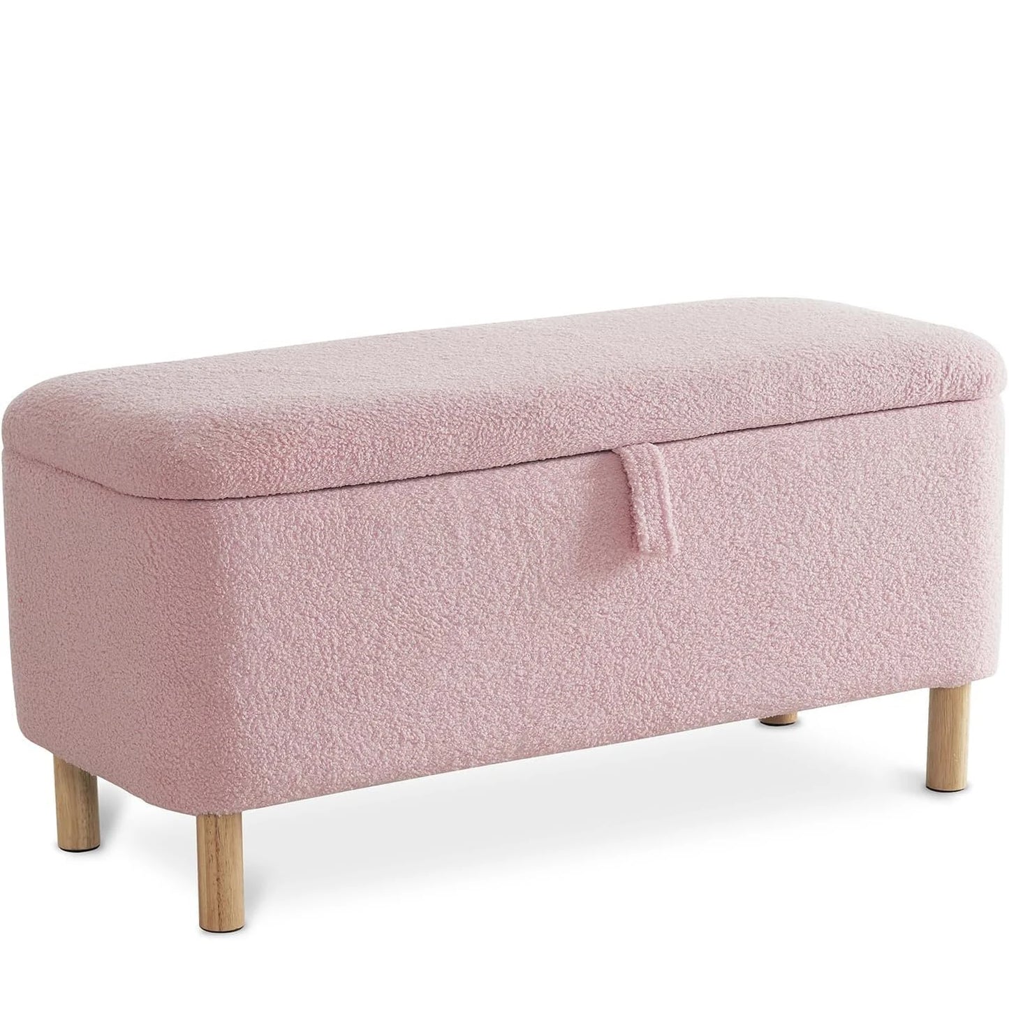39.5" Boucle Storage Ottoman Bench