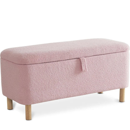 39.5" Boucle Storage Ottoman Bench