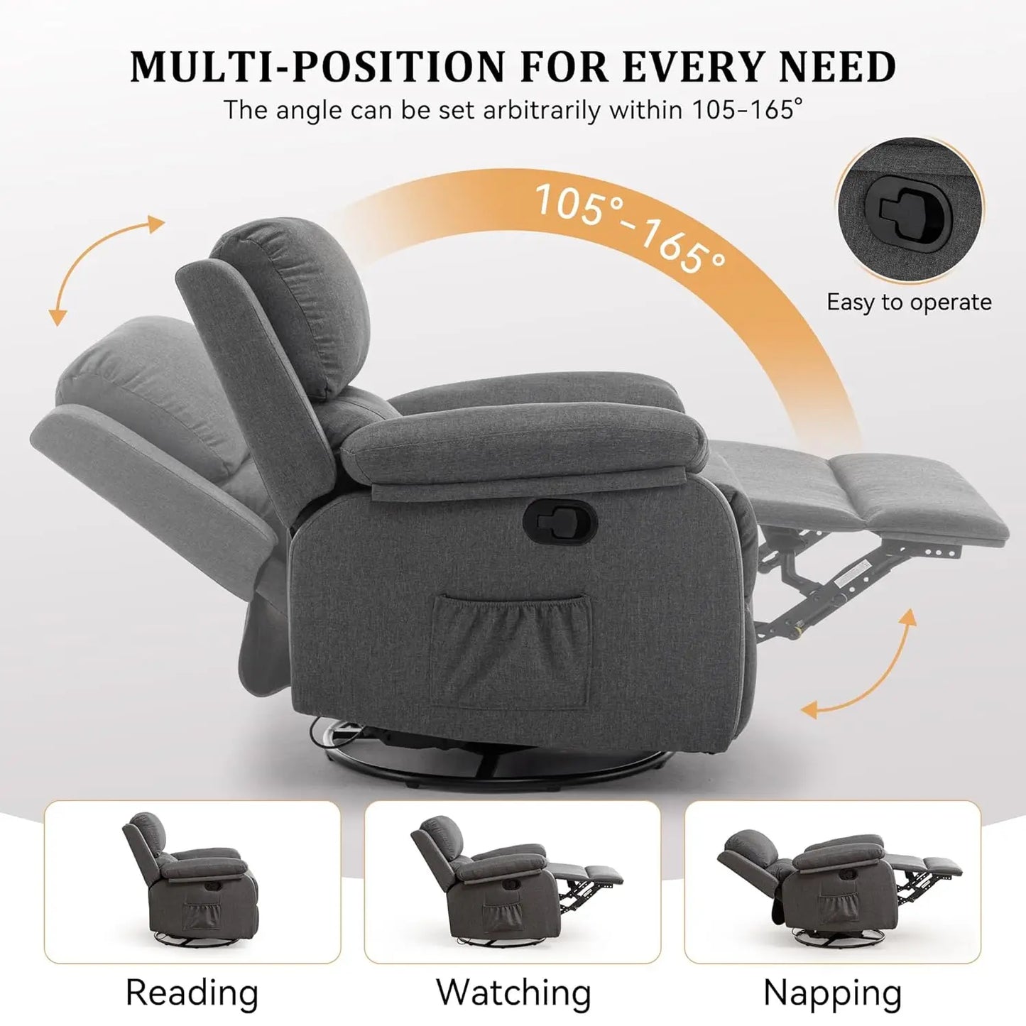 Small Rocking Recliner Chair for Small Spaces, Upholstered, Customized