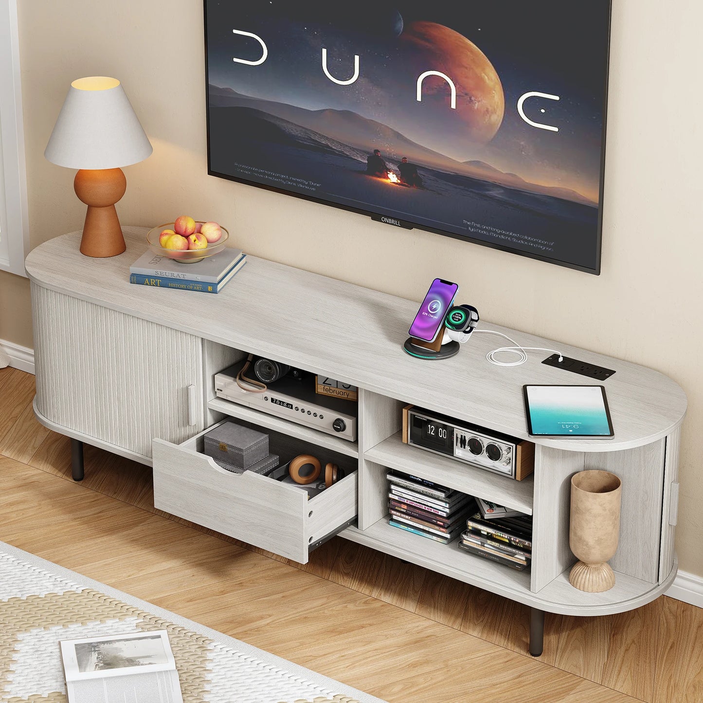 69 Inch TV Stand, TV Console for TVs up to 80",Entertainment Center w/ Storage & Drawer,