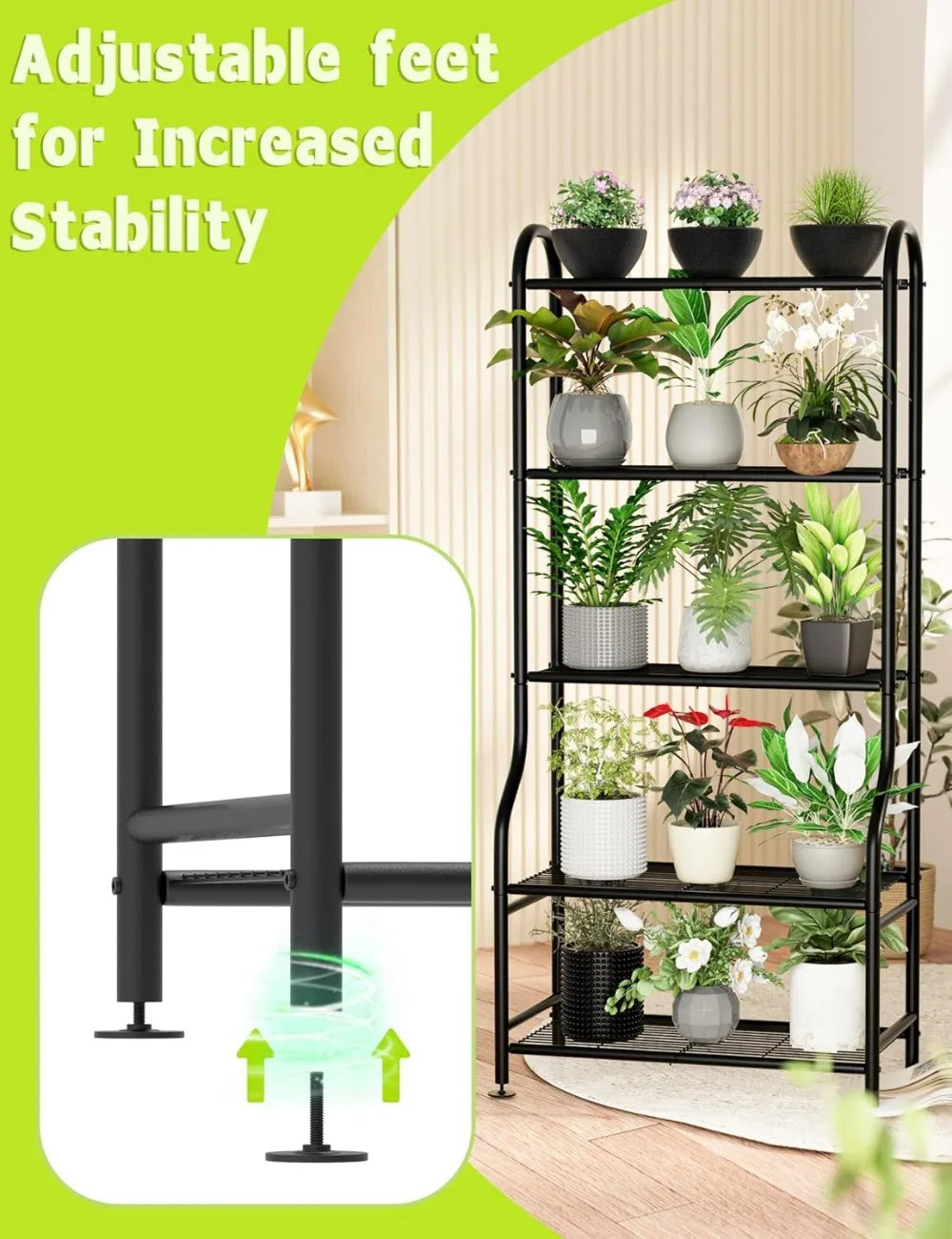 5-Tier Black Metal Plant Stand