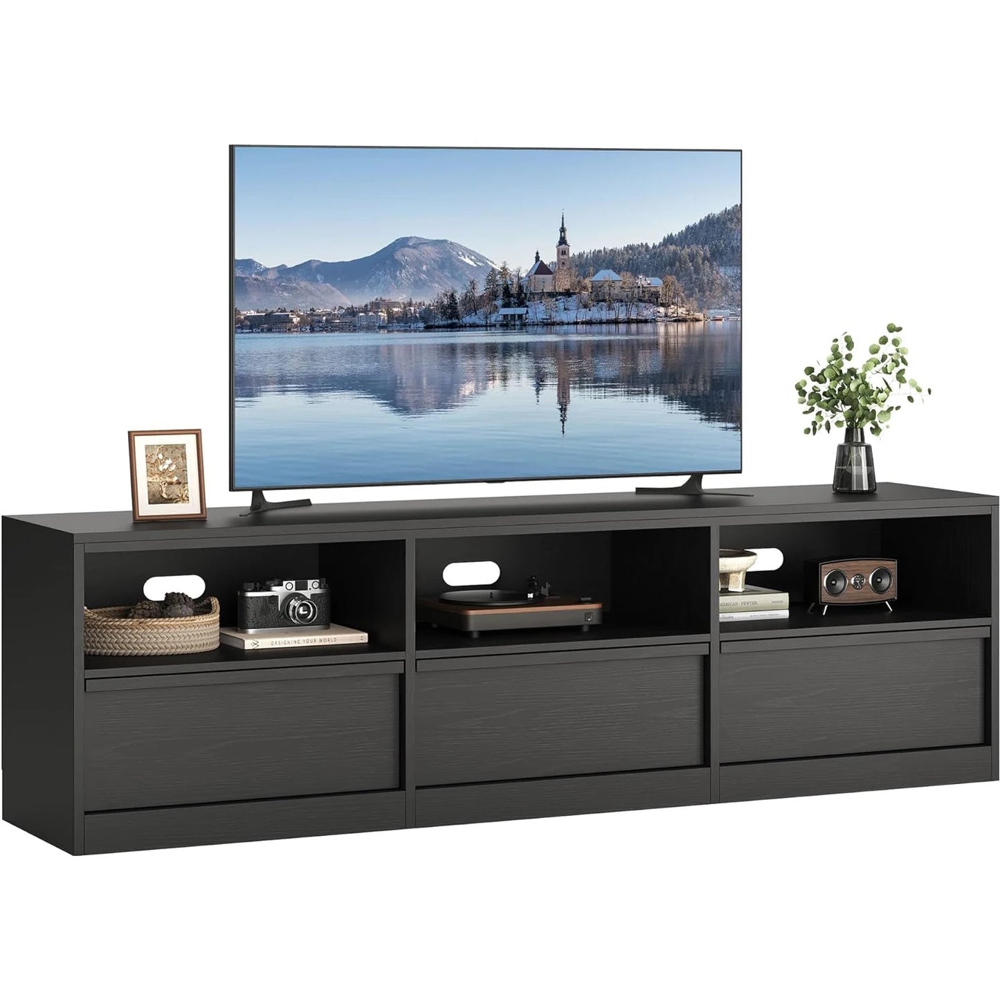 Modern TV Stand with Storage for TVs Up to 85",70 inch Media Console with Drawer & Open Shelves Mid Century Entertainment Center