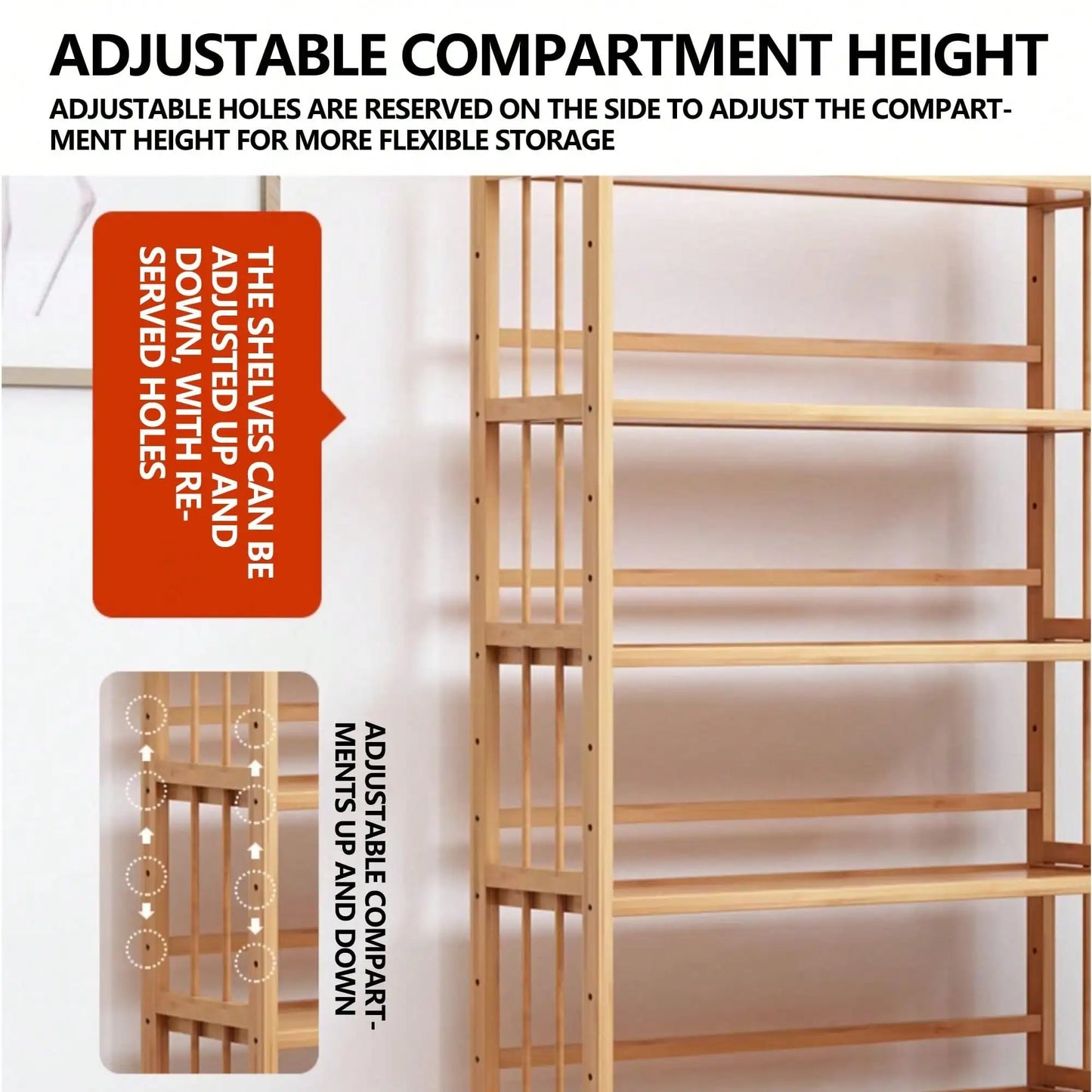 Narrow 4 Or 5 Tier Wooden Bookcase, Senmeo Bamboo Bookshelf With Adjustable Shelves,